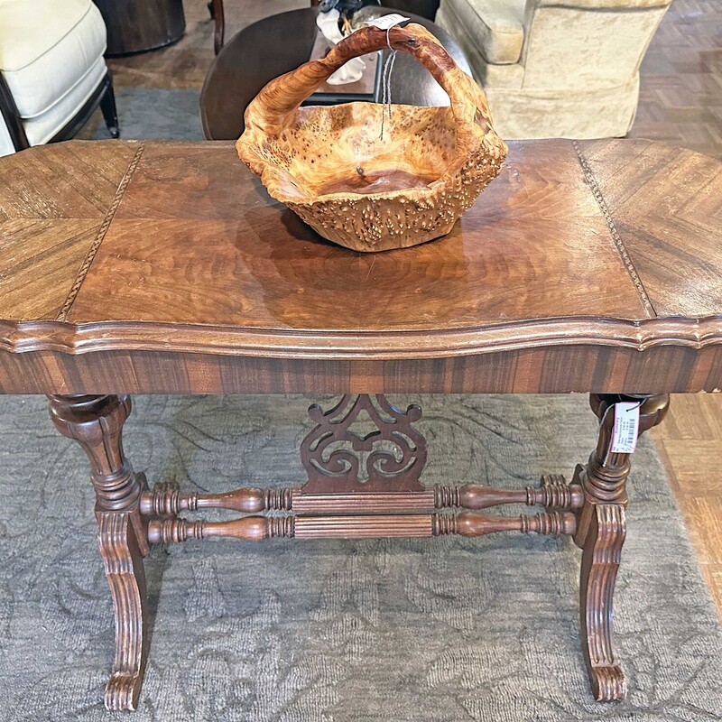 1940s Harp Console Table
42 In Wide x 18 In Deep x 29.5 Tall