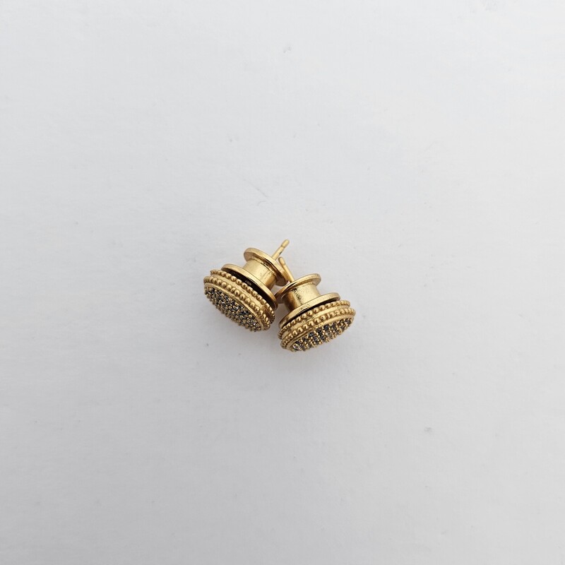 JulieVoss FleurDeLis Pave, Gold, Size: Studs