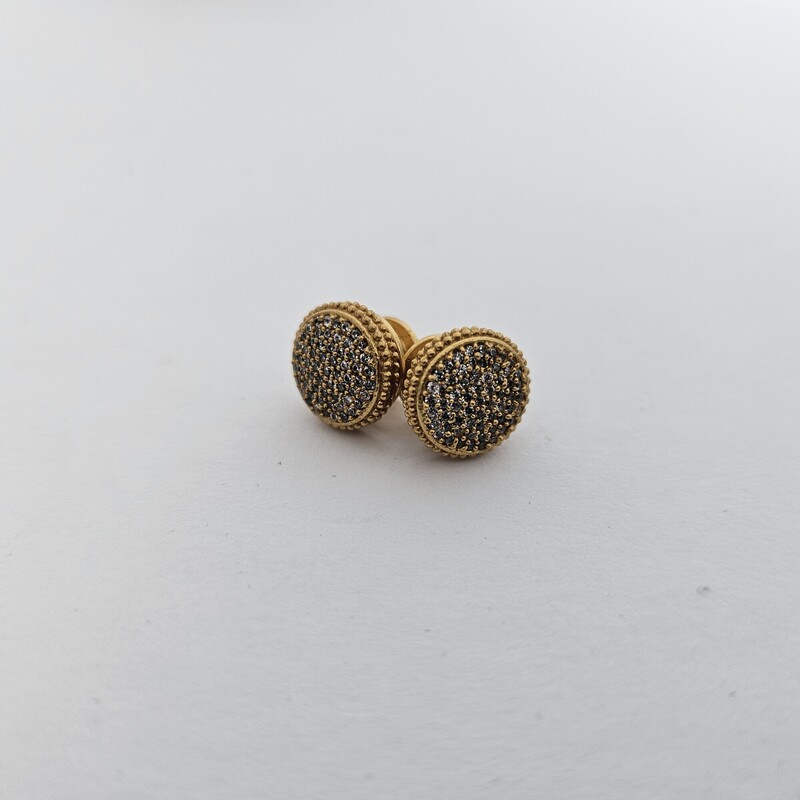 JulieVoss FleurDeLis Pave, Gold, Size: Studs