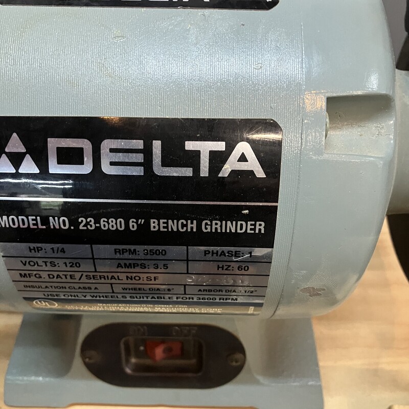 Bench Grinder, Size:6in  Delta<br />
includes stand and Shop Fox rolling base