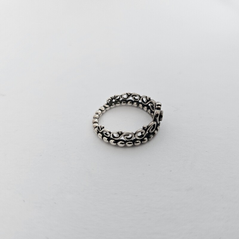 Pandora Heart Scroll Band, Sterling, Size: 7