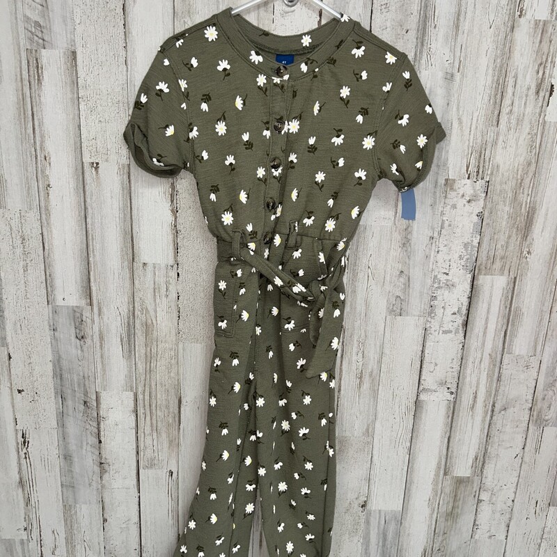 4T Olive Daisy Romper