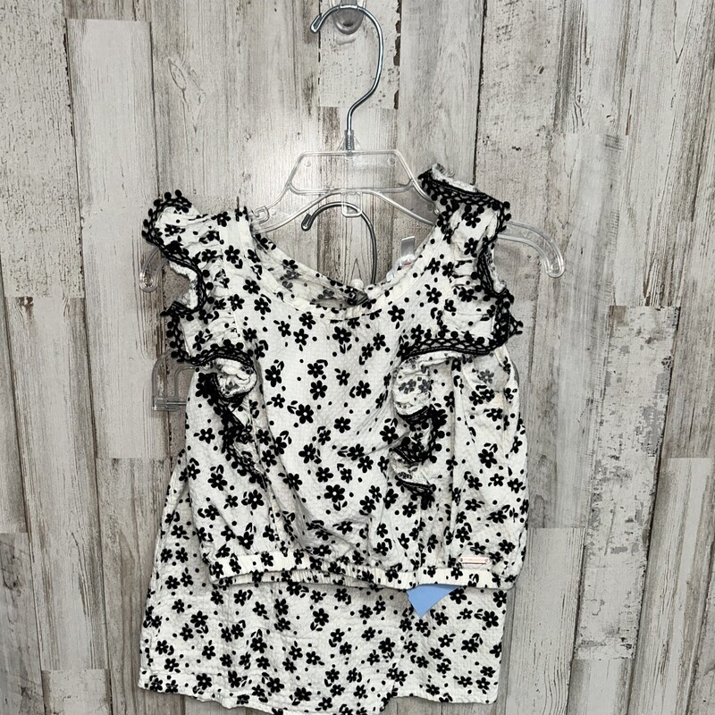 5 2pc Black Flower Set, White, Size: Girl 5T