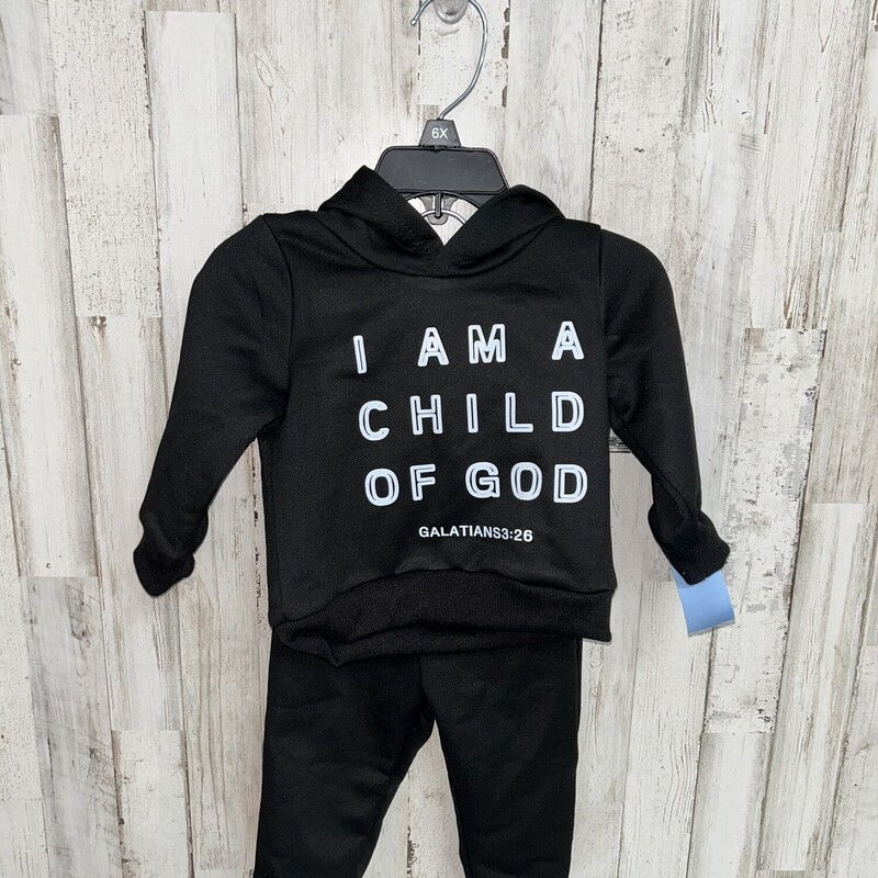 6/9M Child Of God 2pc Set, Black, Size: Boy 0-9m