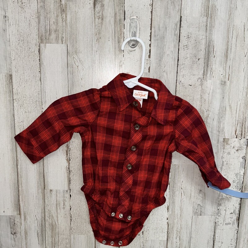 NB Red Button Up Onesie