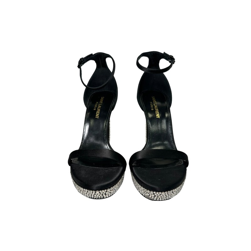 Saint Laurent Hall, Black, Size: 36<br />
Satin Crystal Heels<br />
Heel Height: 5