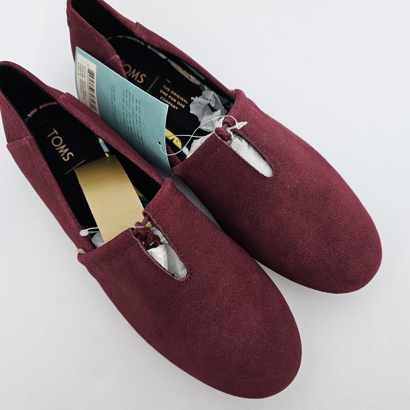 Toms, Burgundy, Size: 9