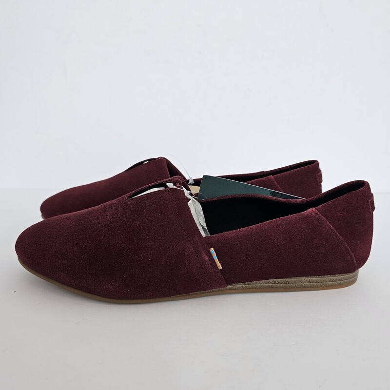 Toms, Burgundy, Size: 9