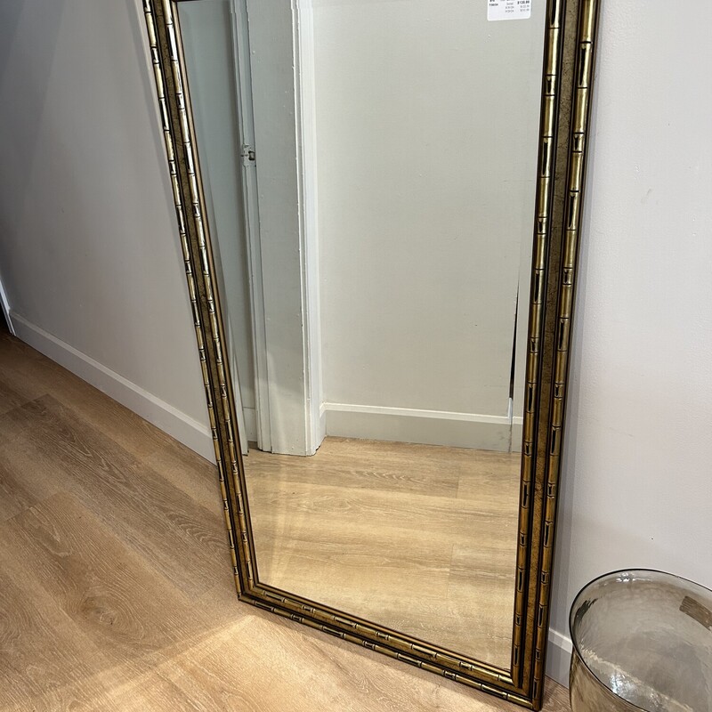 Bevelled Mirror, Gold Bamboo Motif frame, Size: 28X52