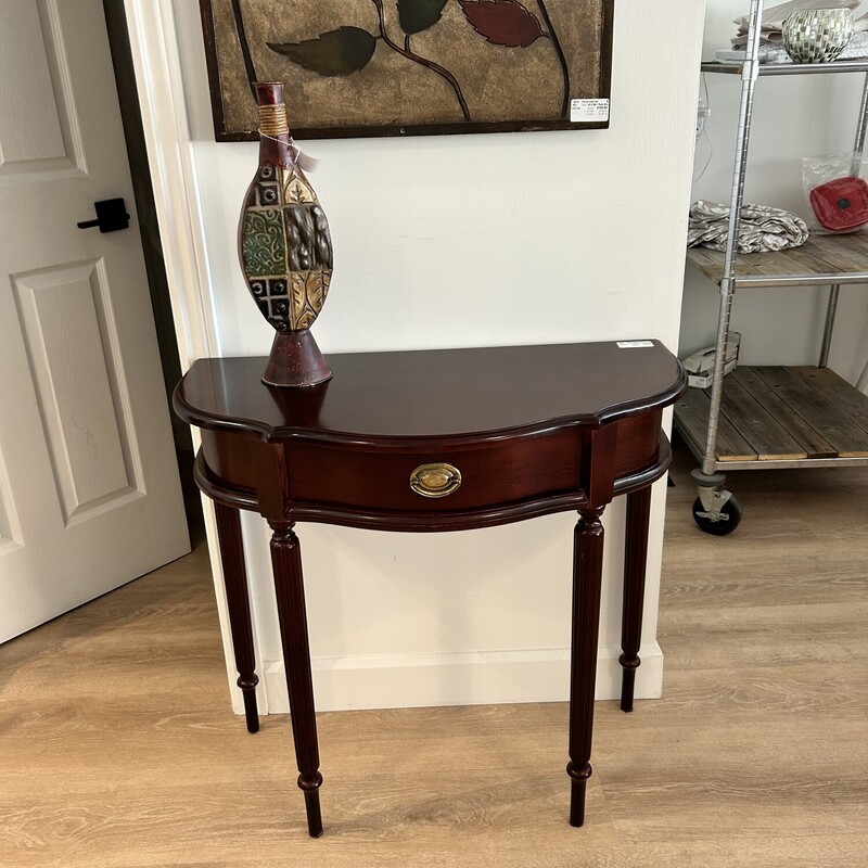 Halfmoon Table, Burgundy, Size: 16X31X30