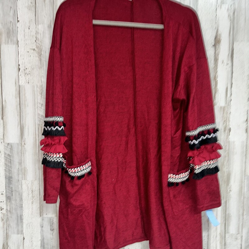 M Red Tassel Sleeve Cardi