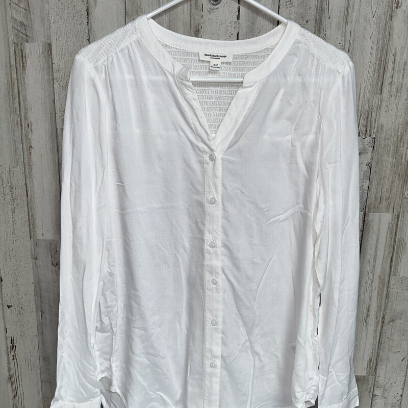 S White Smocked Button Up
