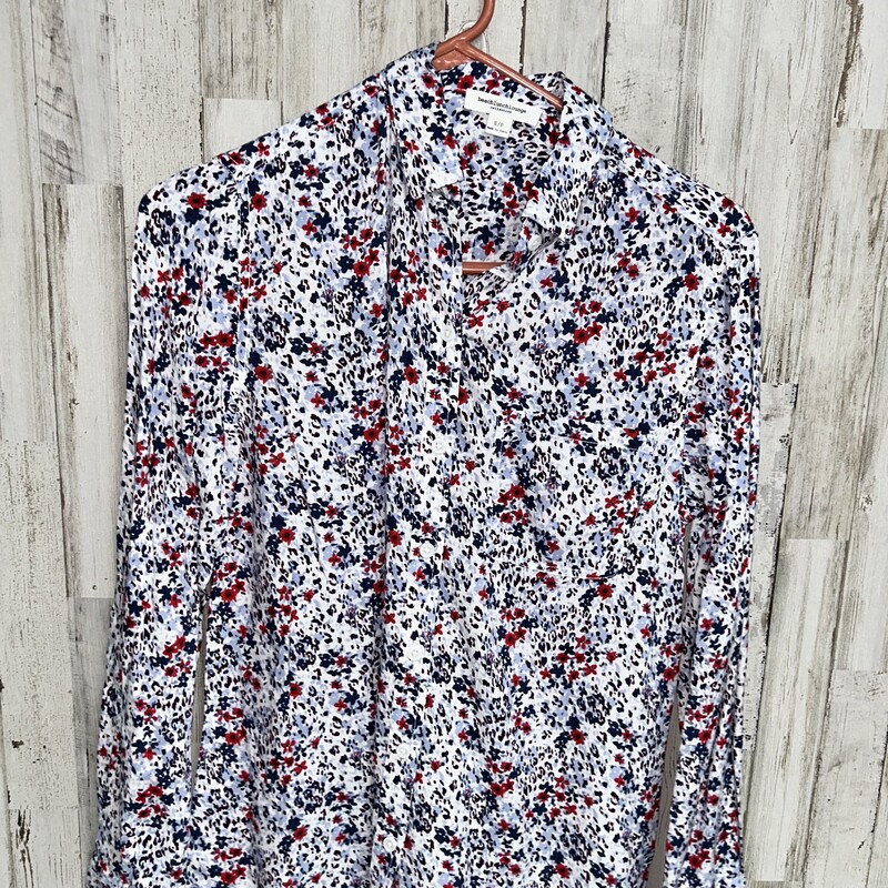 S Blue Floral Print Butto