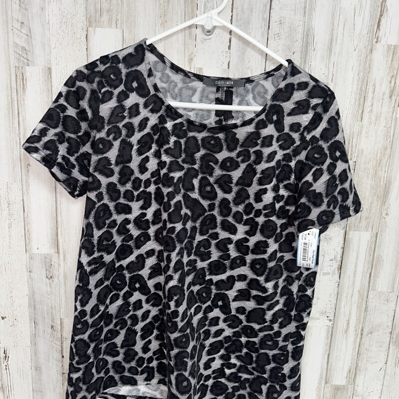 S Grey Leopard Knit Top