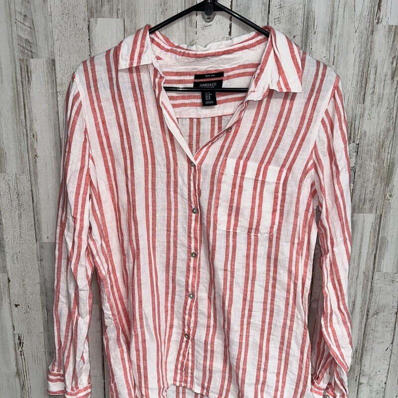 M Red Striped Button Up