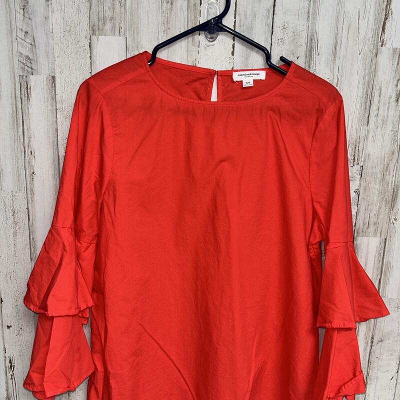 M Red Ruffle Sleeve Top, Red, Size: Ladies M