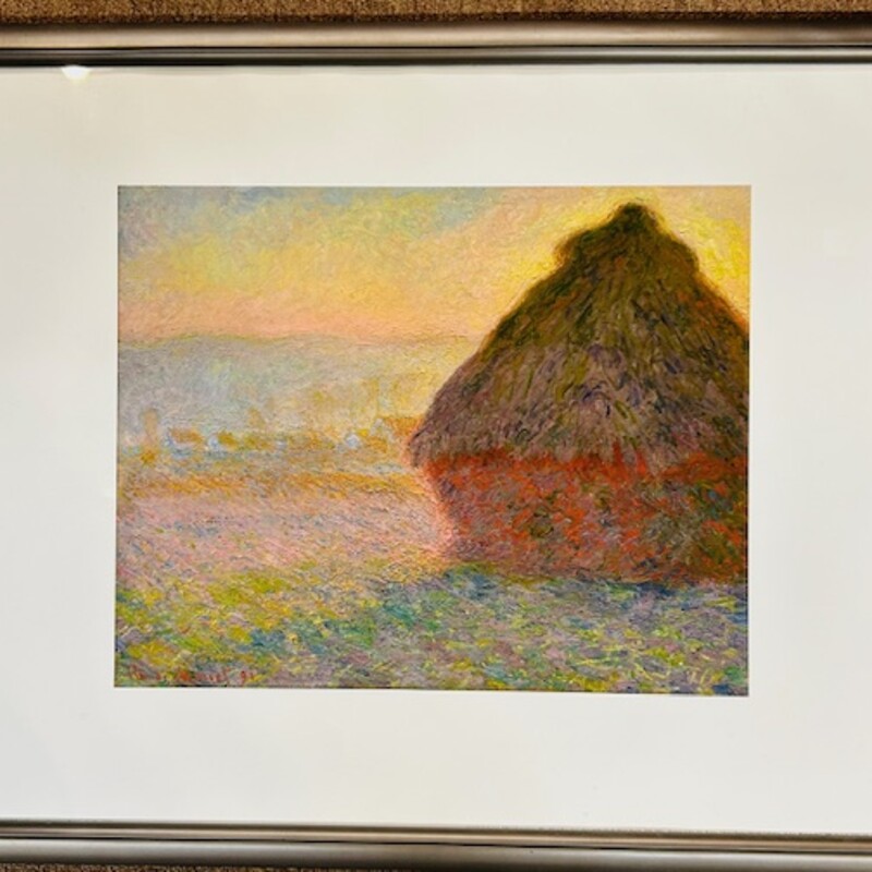 Claude Monet Grainstack Print
Orange Green Silver
Size: 30x24H