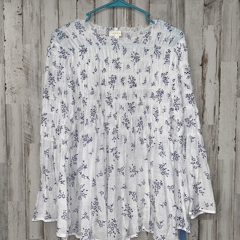 L White Printed Sheer Top