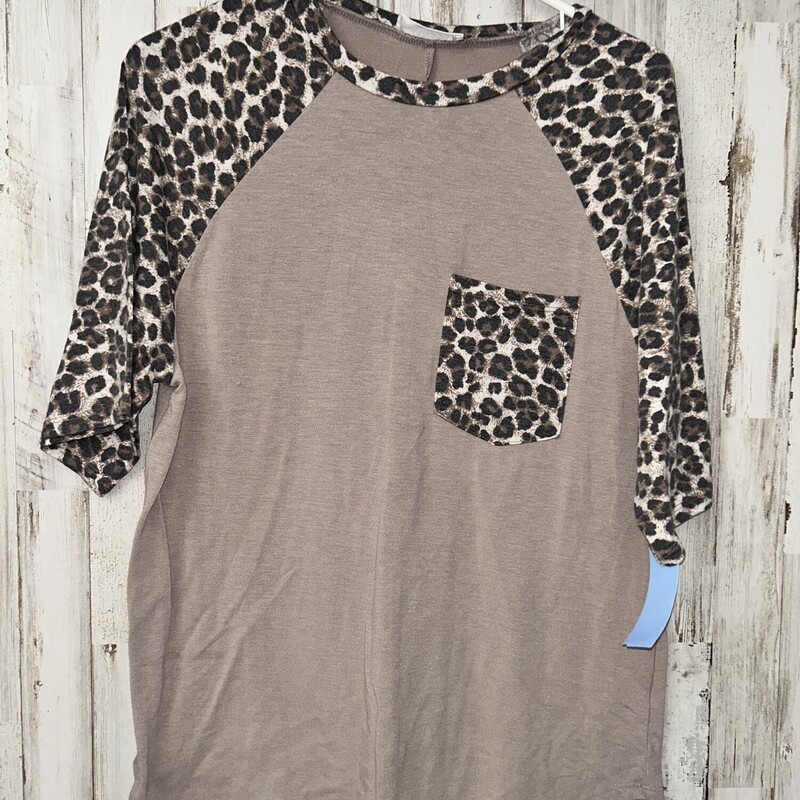 S Tan Cheetah Pocket Top, Tan, Size: Ladies S