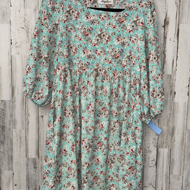 S Mint Floral Print Dress, Green, Size: Ladies S