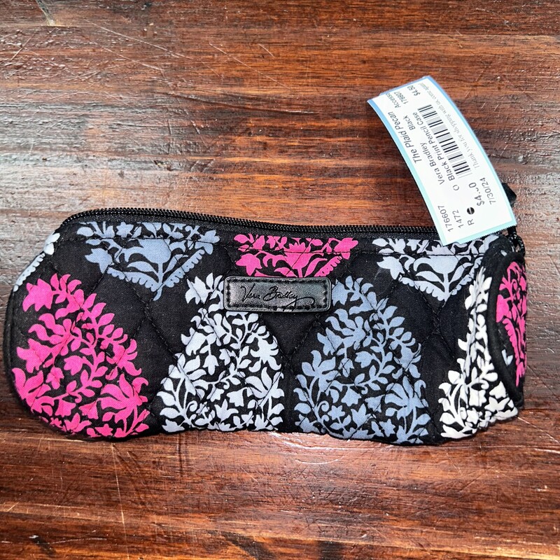 Black Print Pencil Case, Black, Size: Accessorie