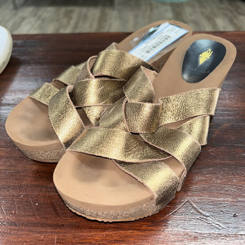 A7 Gold Strappy Wedges