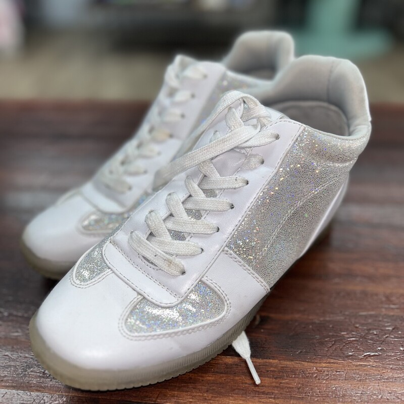 A7 White Glitter Hi Top S, White, Size: Shoes A7
