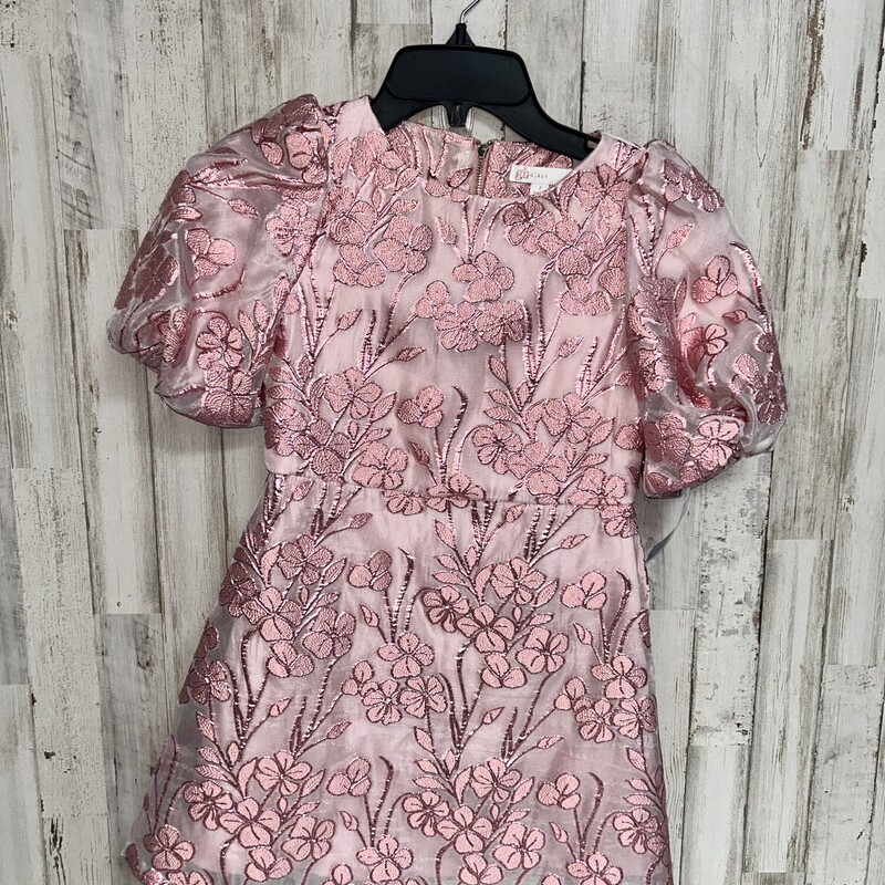 7 Pink Mesh Floral Dress, Pink, Size: Girl 7/8
