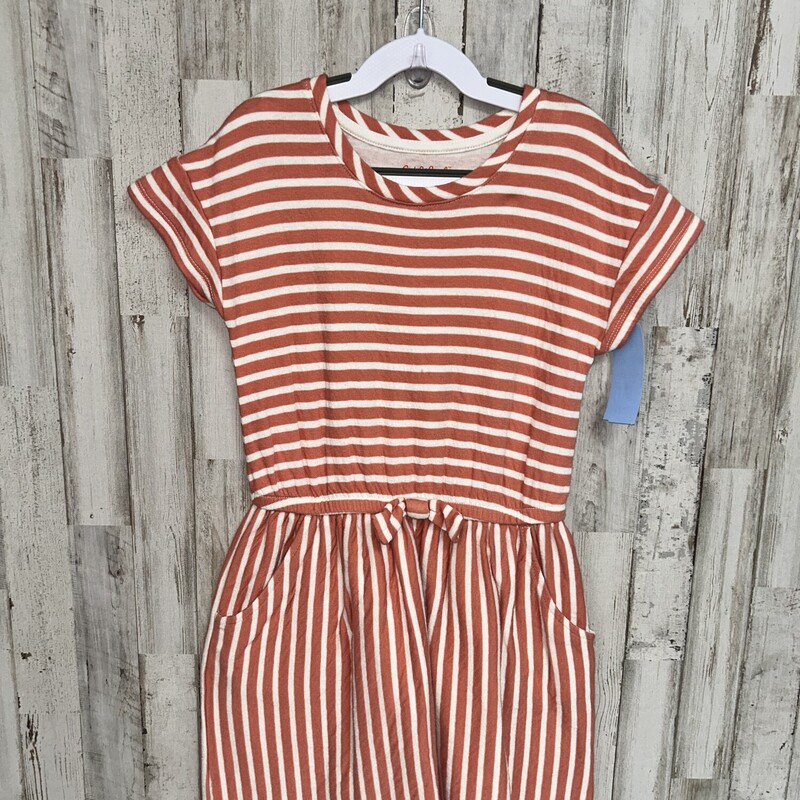 7/8 Coral Striped Dress, Coral, Size: Girl 7/8