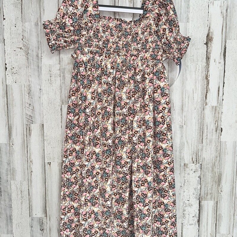 8 Beige Floral Smock Dres