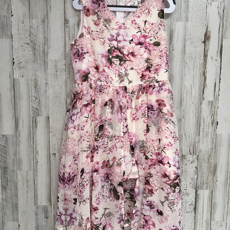 9 Pink Sheer Floral Dress, Pink, Size: Girl 7/8