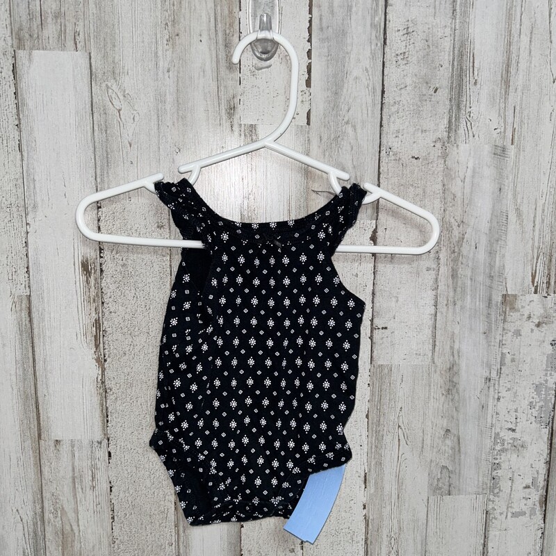 NB Black Printed Onesie, Black, Size: Girl NB-3m