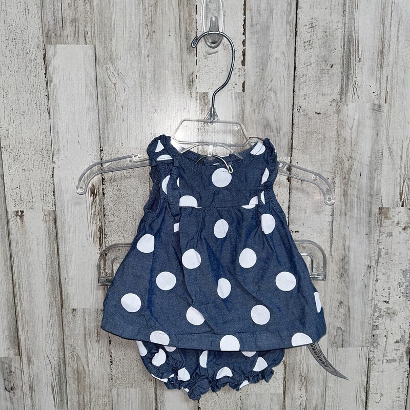 0/3M 2pc Chambray Dotted, Blue, Size: Girl NB-3m