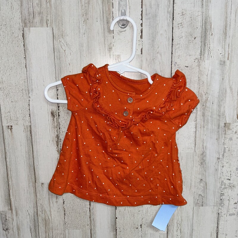 0/3M Rust Dotted Button T, Orange, Size: Girl NB-3m