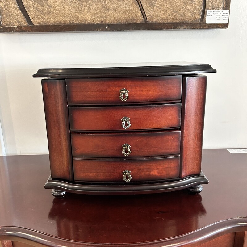 Bombay Jewelry Chest, Wood/Burgundy, Size: 9X10X13