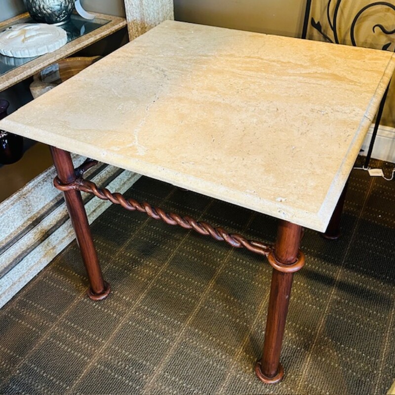 Marble Top Iron Base Square Accent Table
Tan Brown Size: 25 x 25 x 23H
Top is removable
Matching coffee table and other end table sold separately