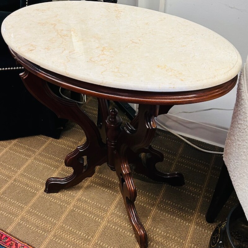 Arhaus Oval Marble Table
Cream Orange Marble Top (Removable)
Mahogany Wood Base
Size: 29x19x27H