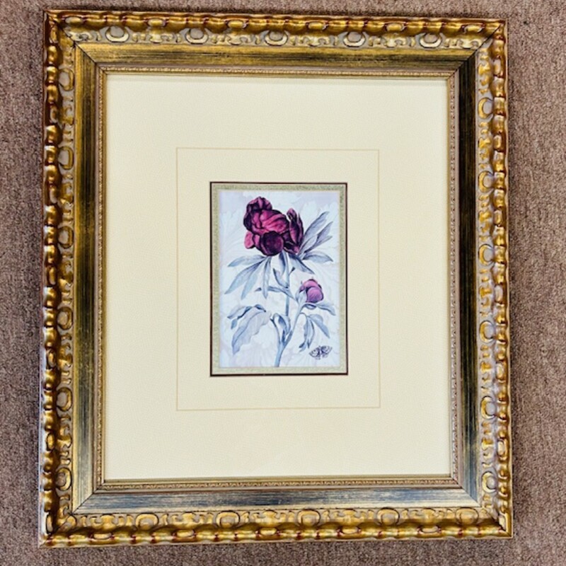 Red Blooming Tulip Print
Burgundy Brown White in Gold Brown Frame
Size: 20x23H
Coordinating Print  Sold Separately