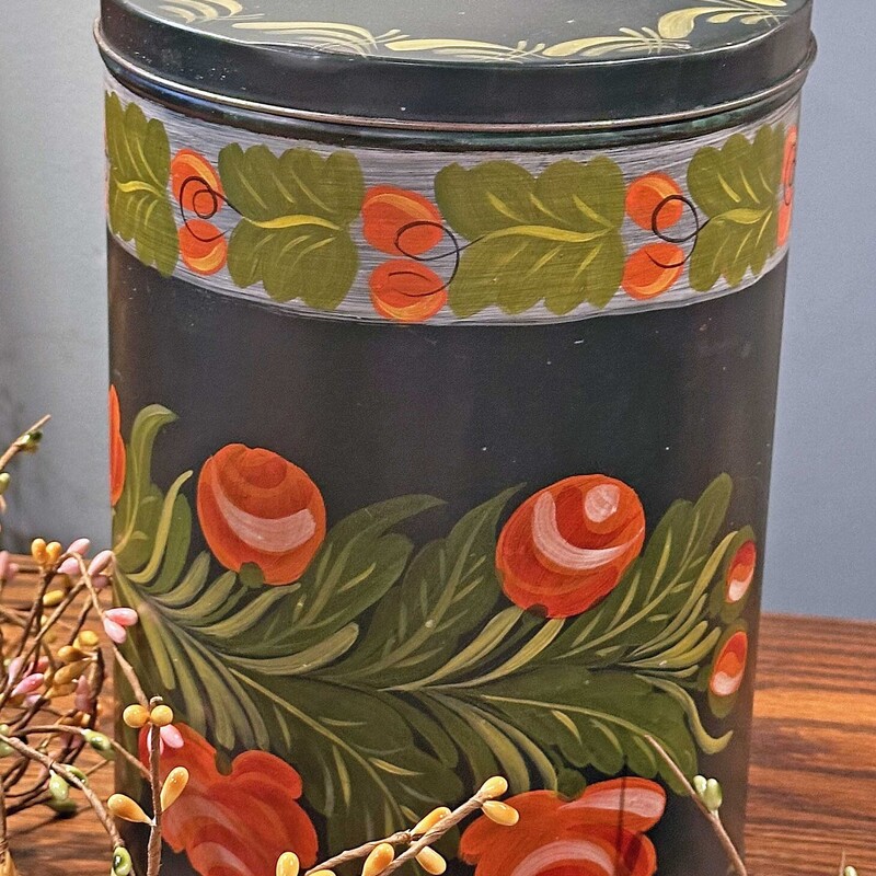Handpainted Tin Floral Canister
10 In x 7 In.