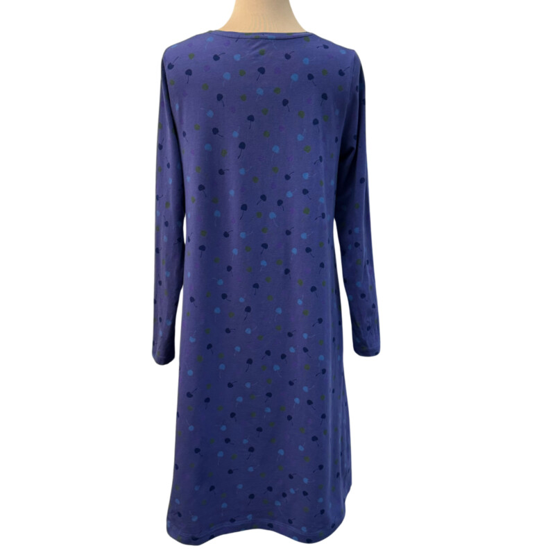 Gudrun Sjödén Dress<br />
Cherry Print With Pockets<br />
Organic Cotton Blend<br />
V-Neck with Long Sleeves<br />
Purple with Aqua, Moss and Navy<br />
Size: Small