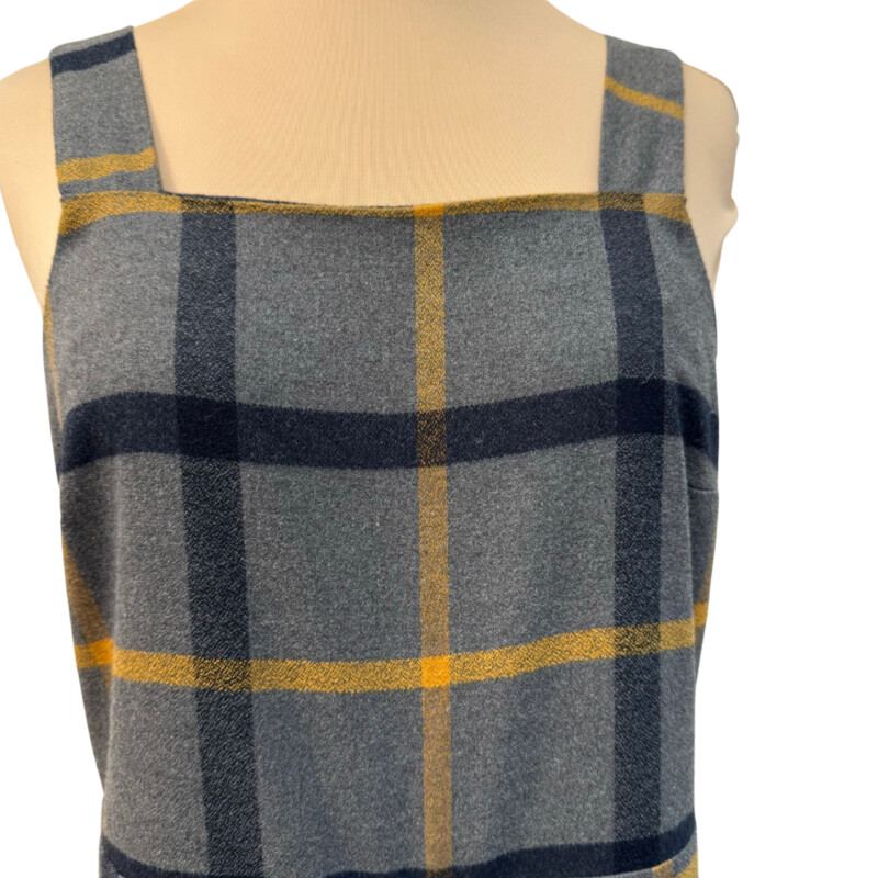 Modcloth Plenty Of Panache Plaid Jumpsuit<br />
With Pockets<br />
Zippered Back<br />
Gray, Yellow and Navy<br />
Size: Small<br />
So Cute!