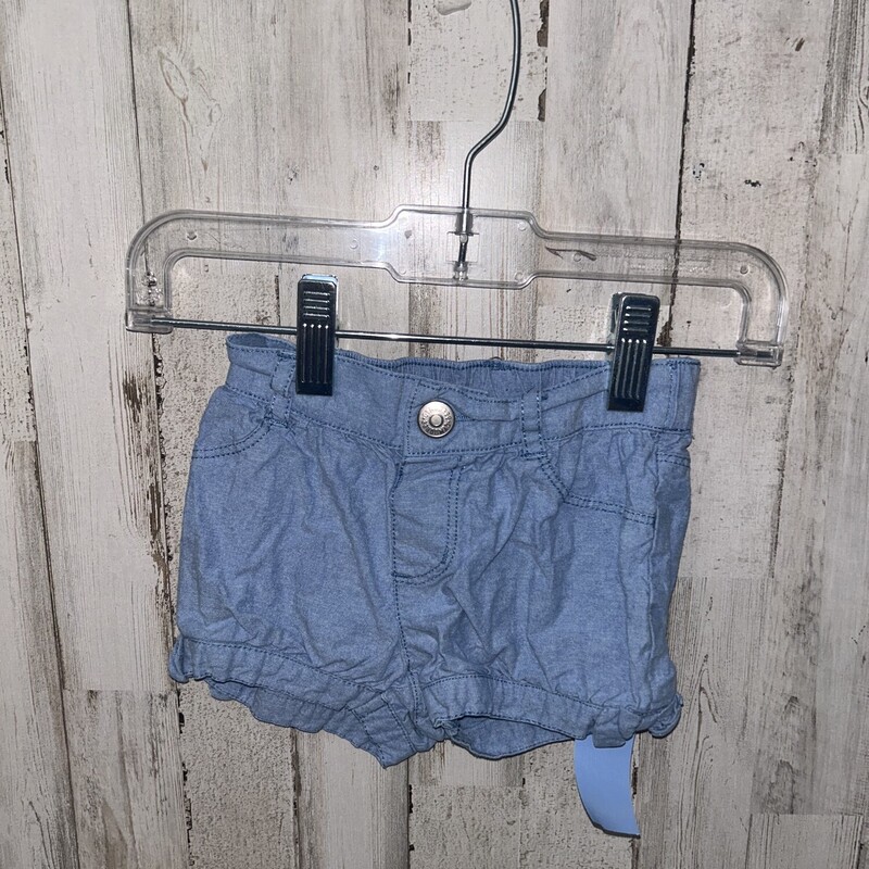 6/12M Chambray Shorts, Blue, Size: Girl 6-12m