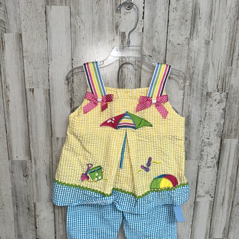 2T 2pc Seersucker Beach S, Yellow, Size: Girl 2T