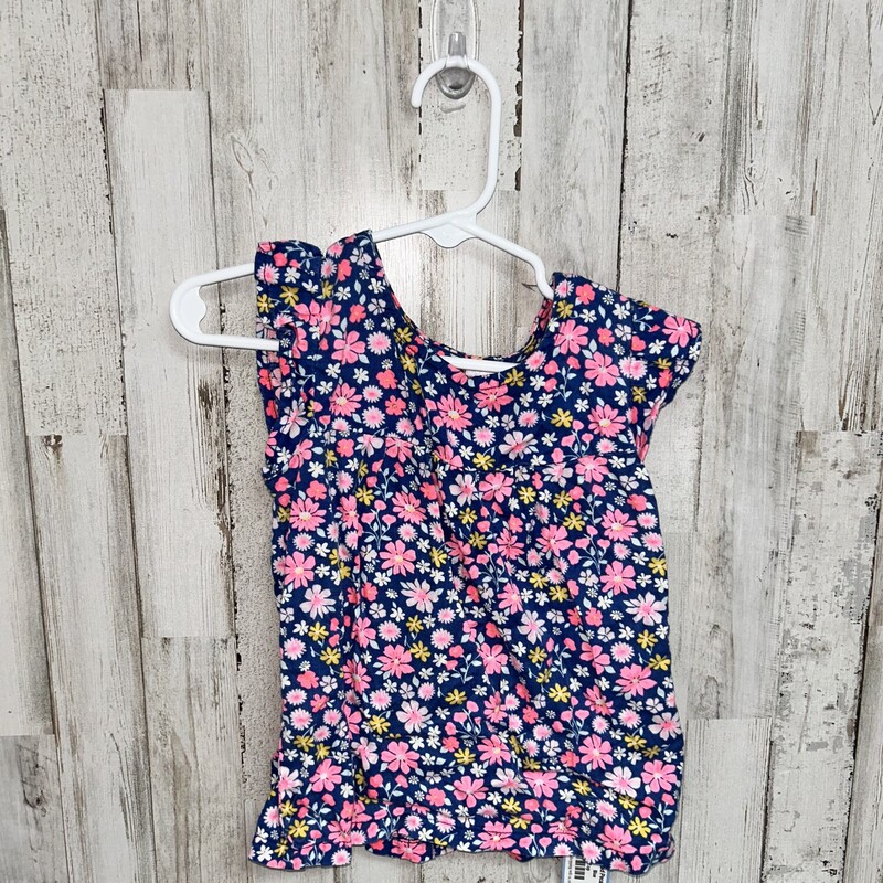 2T Blue Floral Top, Blue, Size: Girl 2T