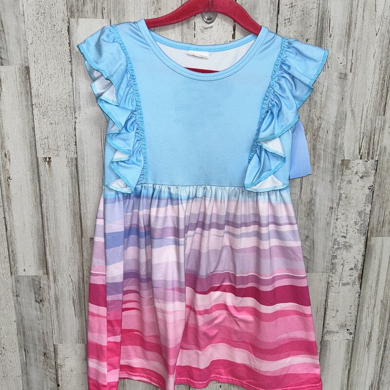 4 Blue/Pink Printed Dress, Blue, Size: Girl 4T