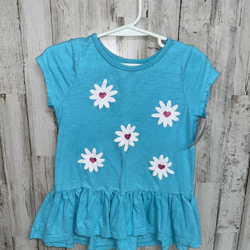 4 Blue Flower Peplum Tee, Blue, Size: Girl 4T