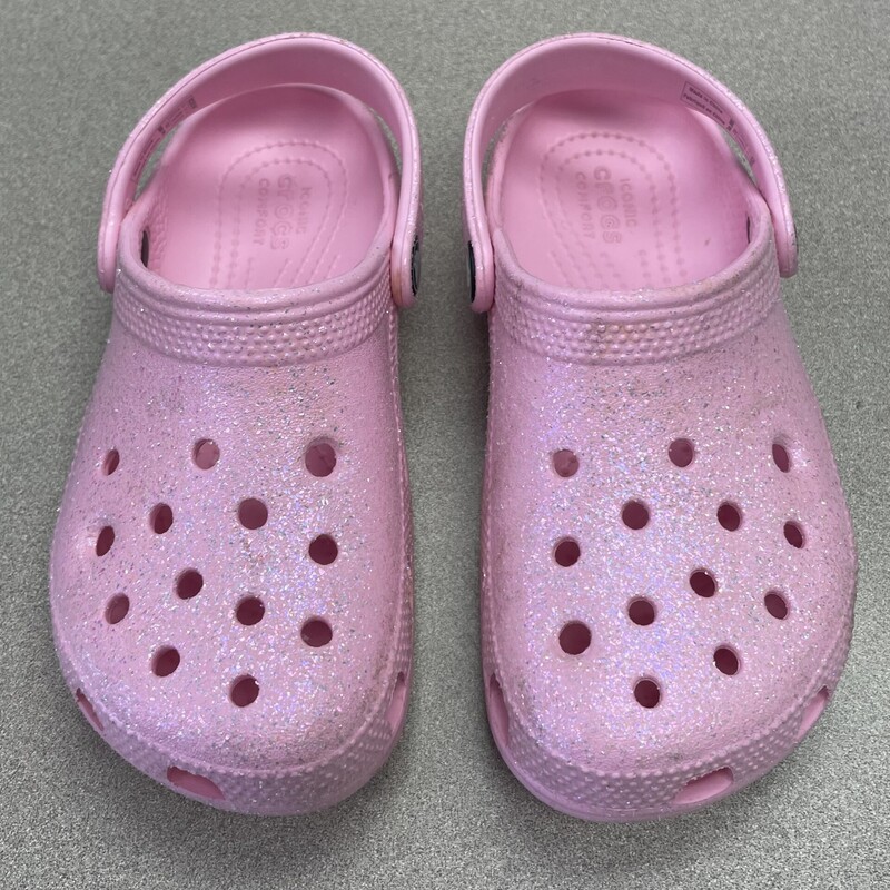 Crocs Glitter Clog, Pink, Size: 12Y