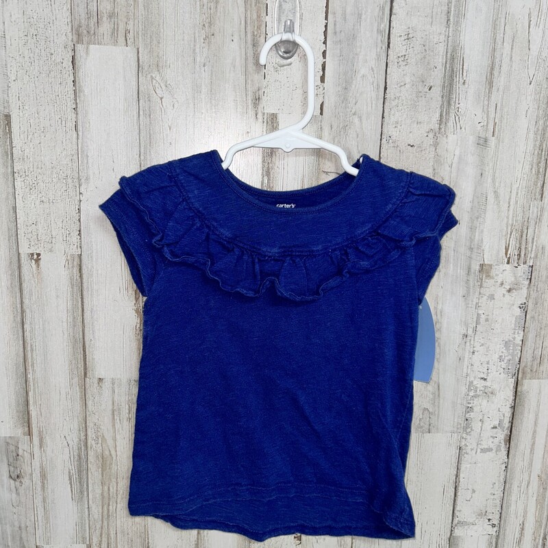 4T Navy Ruffle Cotton Tee