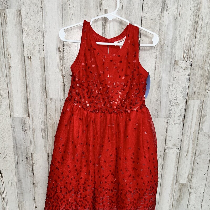 4/5 Red Mesh Sequin Dress, Red, Size: Girl 4T