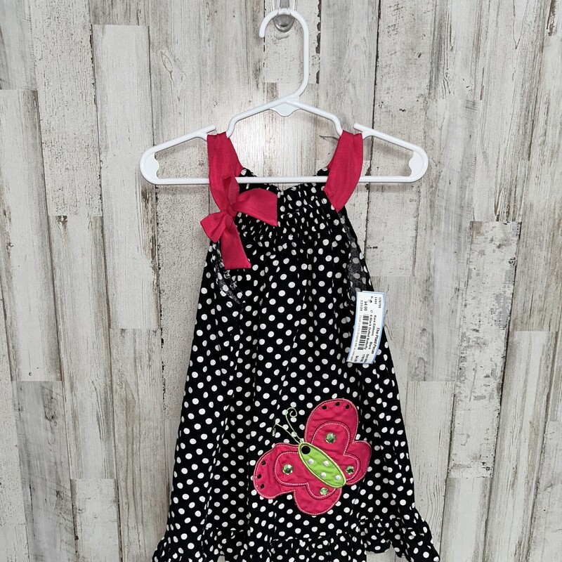 6 Black Dotted Butterfly, Black, Size: Girl 6/6x